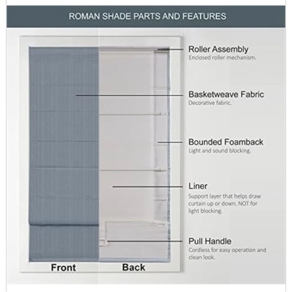 Madison Park Colm Basketweave Room Darkening Cordless Roman Shade Set of 2 27x62 - Picture 15 of 16